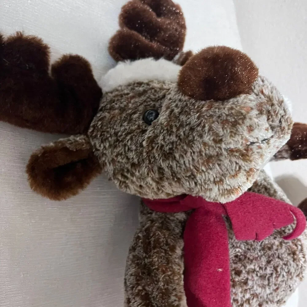 Chosun Christmas Moose Reindeer Holiday Plush Stuffed Animal scarf & hat frosted